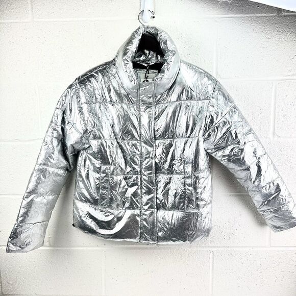Royal Matrix Sz M Silver Puffer Jacket Metallic Future Core NWT New - Picture 3 of 9